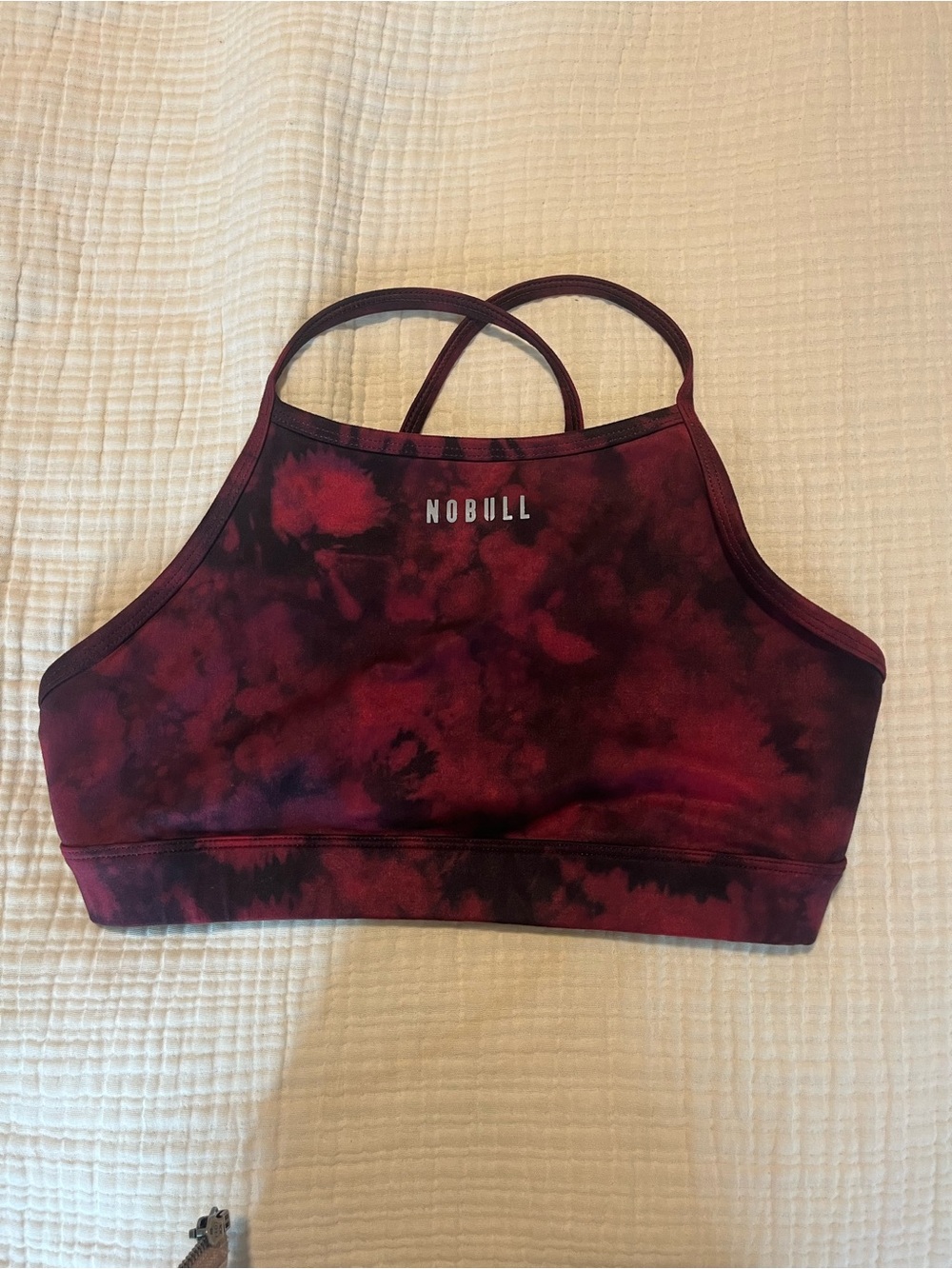 NOBULL Women's Burgundy Tie-Dye Strappy Sports Bra
